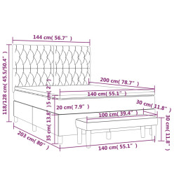 Lit à sommier tapissier avec matelas Noir 140x200 cm Velours