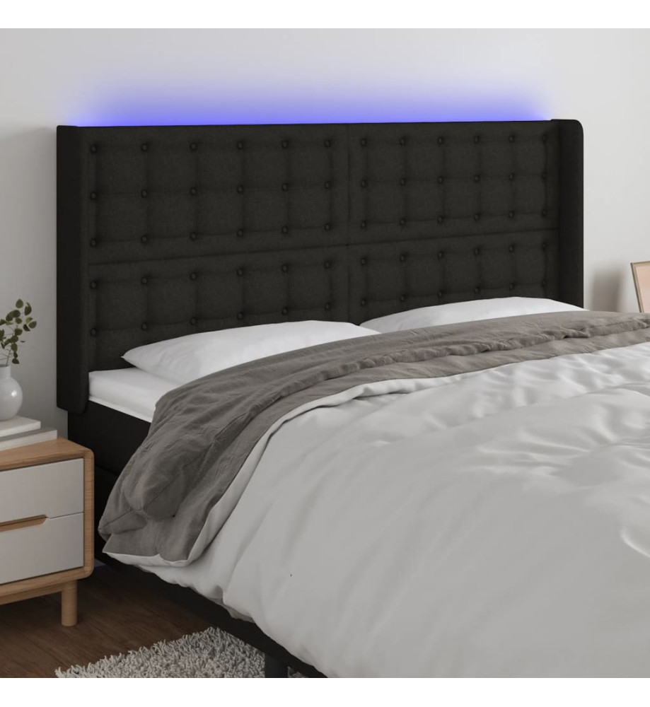 Tête de lit à LED Noir 163x16x118/128 cm Tissu Tête de lit à LED Noir 163x16x118/128 cm Tissu