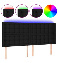 Tête de lit à LED Noir 163x16x118/128 cm Tissu