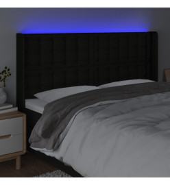 Tête de lit à LED Noir 163x16x118/128 cm Tissu