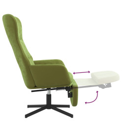 Chaise de relaxation avec repose-pied Vert clair Velours