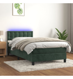 Sommier tapissier et matelas et LED Vert foncé 90x190cm Velours