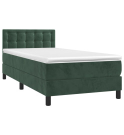 Sommier tapissier et matelas et LED Vert foncé 90x190cm Velours
