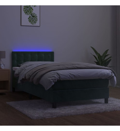 Sommier tapissier et matelas et LED Vert foncé 90x190cm Velours