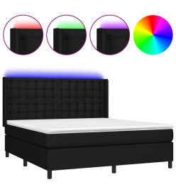 Sommier tapissier avec matelas et LED Noir 160x200 cm Tissu