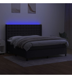 Sommier tapissier avec matelas et LED Noir 160x200 cm Tissu