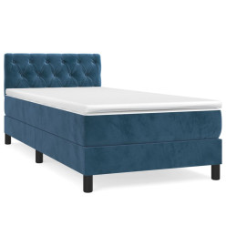 Lit à sommier tapissier et matelas Bleu foncé 80x200 cm Velours
