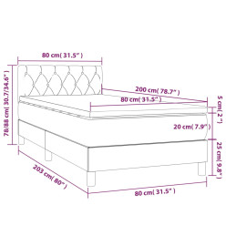 Lit à sommier tapissier et matelas Bleu foncé 80x200 cm Velours