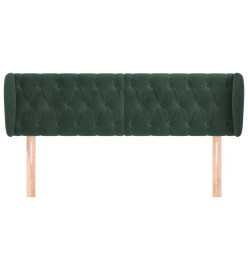 Tête de lit avec oreilles Vert foncé 163x23x78/88 cm Velours