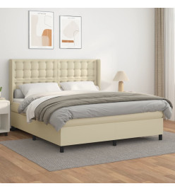 Lit à sommier tapissier avec matelas Crème 180x200cm Similicuir