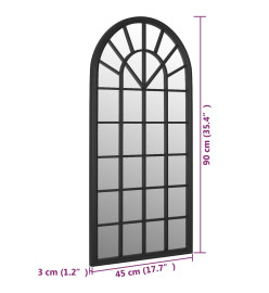 Miroir Noir 90x45 cm Fer pour utilisation à l'intérieur