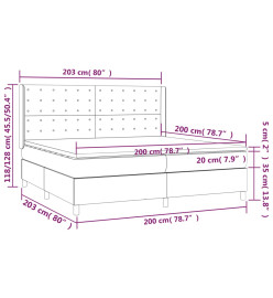 Lit à sommier tapissier avec matelas Crème 200x200 cm Tissu