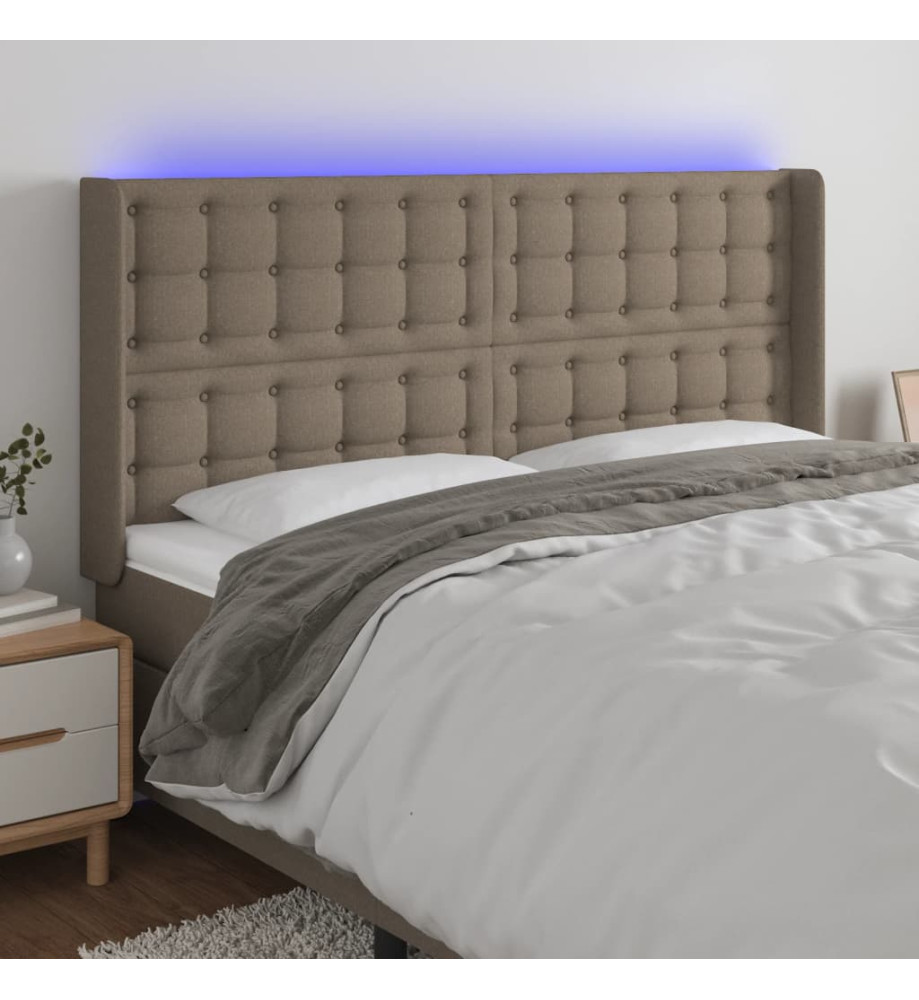 Tête de lit à LED Taupe 163x16x118/128 cm Tissu Tête de lit à LED Taupe 163x16x118/128 cm Tissu