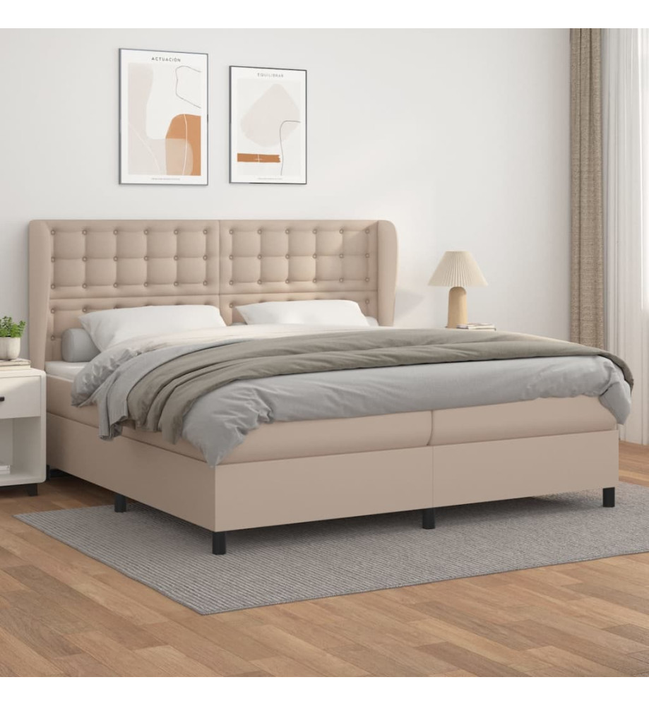 Lit à sommier tapissier avec matelas Cappuccino 200x200 cm Lit à sommier tapissier avec matelas Cappuccino 200x200 cm