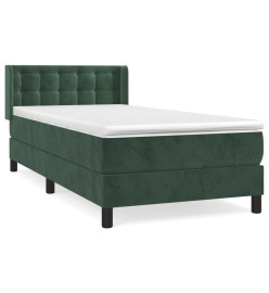 Lit à sommier tapissier avec matelas Vert foncé 90x200 cm