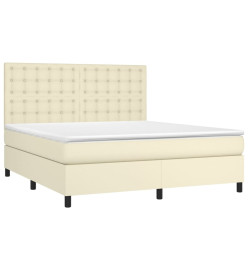 Lit à sommier tapissier avec matelas Crème 180x200cm Similicuir