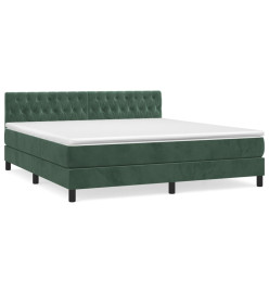 Lit à sommier tapissier et matelas Vert foncé 180x200cm Velours