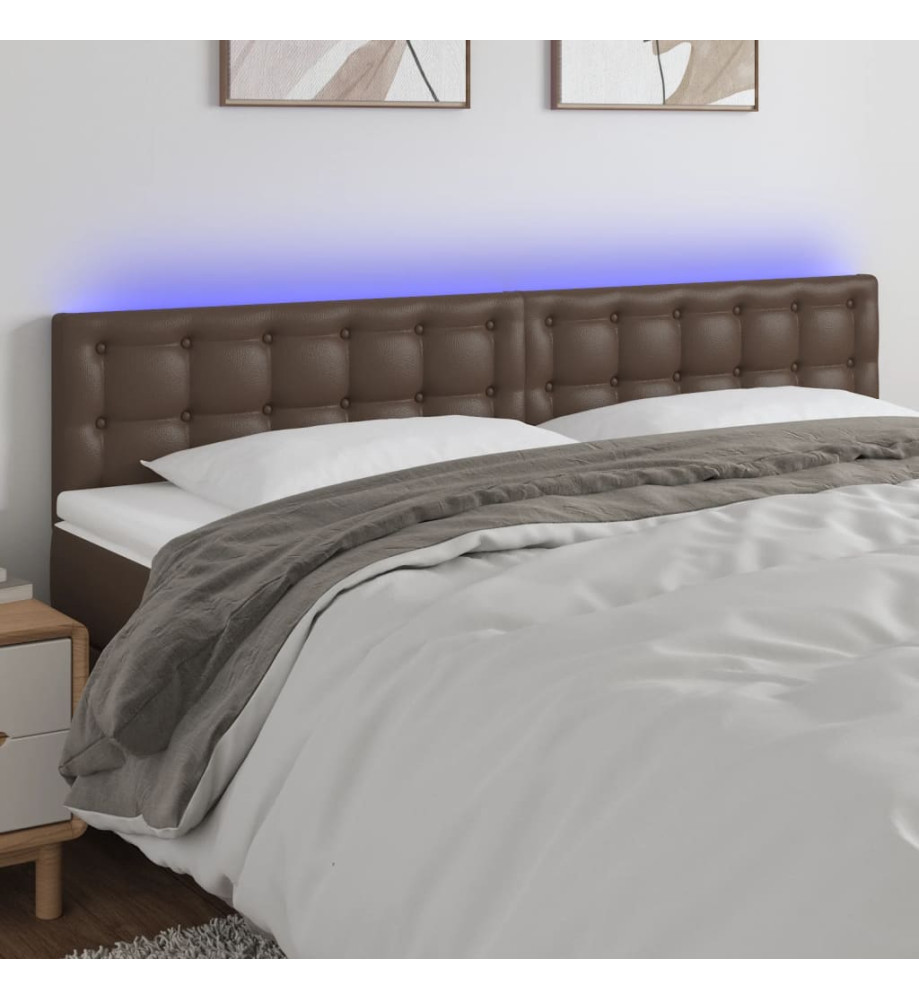 Tête de lit à LED Marron 180x5x78/88 cm Similicuir Tête de lit à LED Marron 180x5x78/88 cm Similicuir