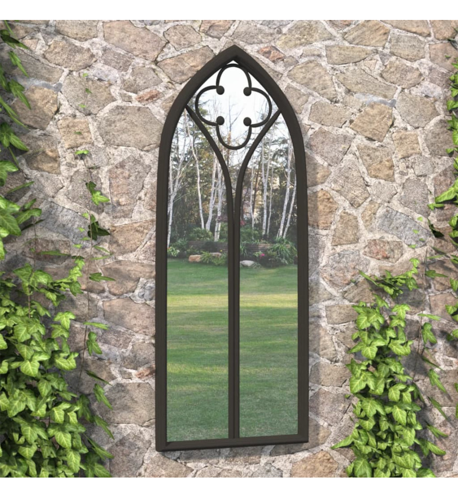 Miroir de jardin Noir 100x45 cm Fer pour utilisation extérieure