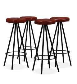 Ensemble de bar 5 pcs Bois d'acacia massif et cuir véritable