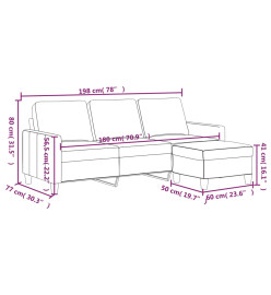 Canapé à 3 places avec repose-pieds Crème 180 cm Similicuir