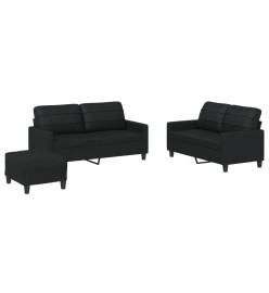 Ensemble de canapés 3 pcs avec coussins Noir Similicuir