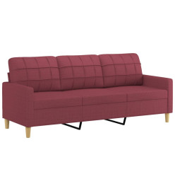 Ensemble de canapés 3 pcs avec coussins rouge bordeaux tissu