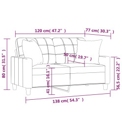 Canapé 2 places avec oreillers cappuccino 120 cm similicuir