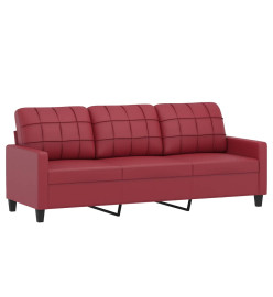 Ensemble de canapés 3 pcs et coussins rouge bordeaux similicuir