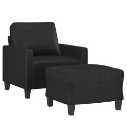 Fauteuil avec repose-pied Noir 60 cm Similicuir