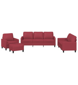 Ensemble de canapés 4 pcs et coussins Rouge bordeaux Similicuir