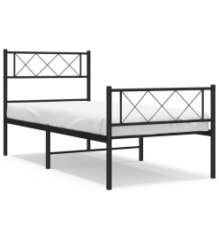 Cadre de lit métal avec tête de lit/pied de lit noir 90x200 cm