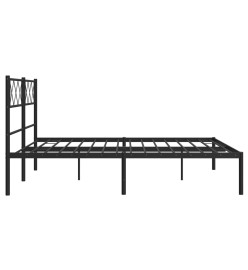 Cadre de lit métal avec tête de lit noir 135x190 cm