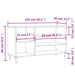 Armoire à chaussures Blanc 102x36x60 cm Bois d'ingénierie