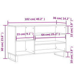 Armoire à chaussures Chêne fumé 102x36x60 cm Bois d'ingénierie