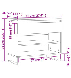 Armoire à chaussure Blanc brillant 70x36x60 cm Bois ingénierie