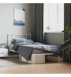 Cadre de lit métal avec tête de lit blanc 80x200 cm