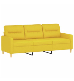 Canapé à 3 places avec repose-pieds Jaune clair 180 cm Tissu