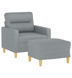 Fauteuil avec repose-pied Gris clair 60 cm Tissu