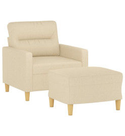 Fauteuil avec repose-pied Crème 60 cm Tissu