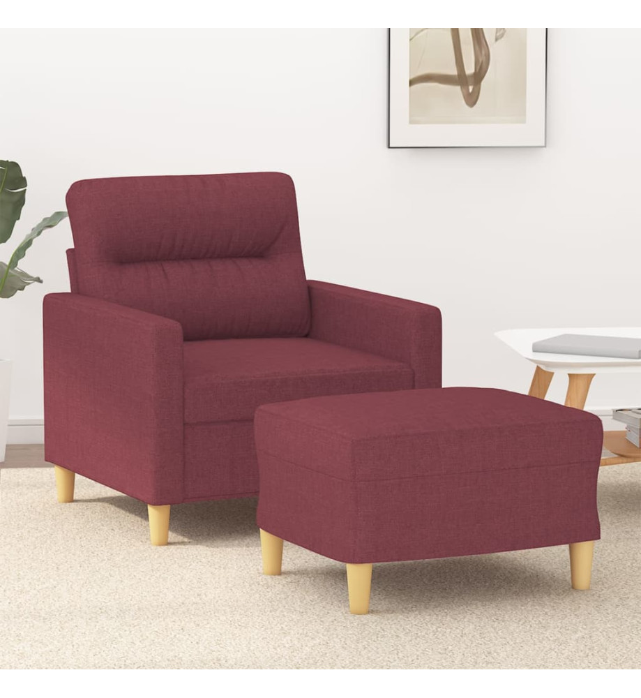 Fauteuil avec repose-pied Rouge bordeaux 60 cm Tissu