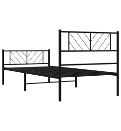 Cadre de lit métal avec tête de lit/pied de lit noir 100x190 cm