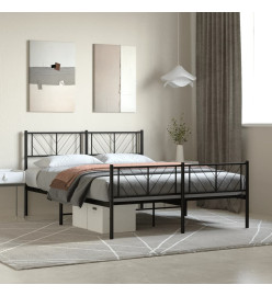 Cadre de lit métal avec tête de lit/pied de lit noir 140x200 cm