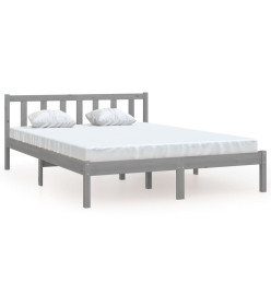 Cadre de lit Gris Bois de pin massif 140x200 cm