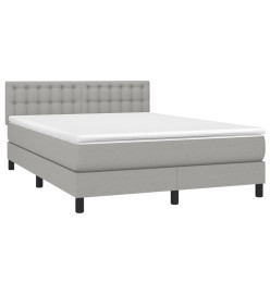 Lit à sommier tapissier avec matelas Gris clair 140x190cm Tissu