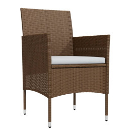 Mobilier de salle à manger de jardin coussins 3 pcs Marron/noir