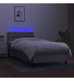 Sommier tapissier avec matelas et LED Gris clair 80x200cm Tissu