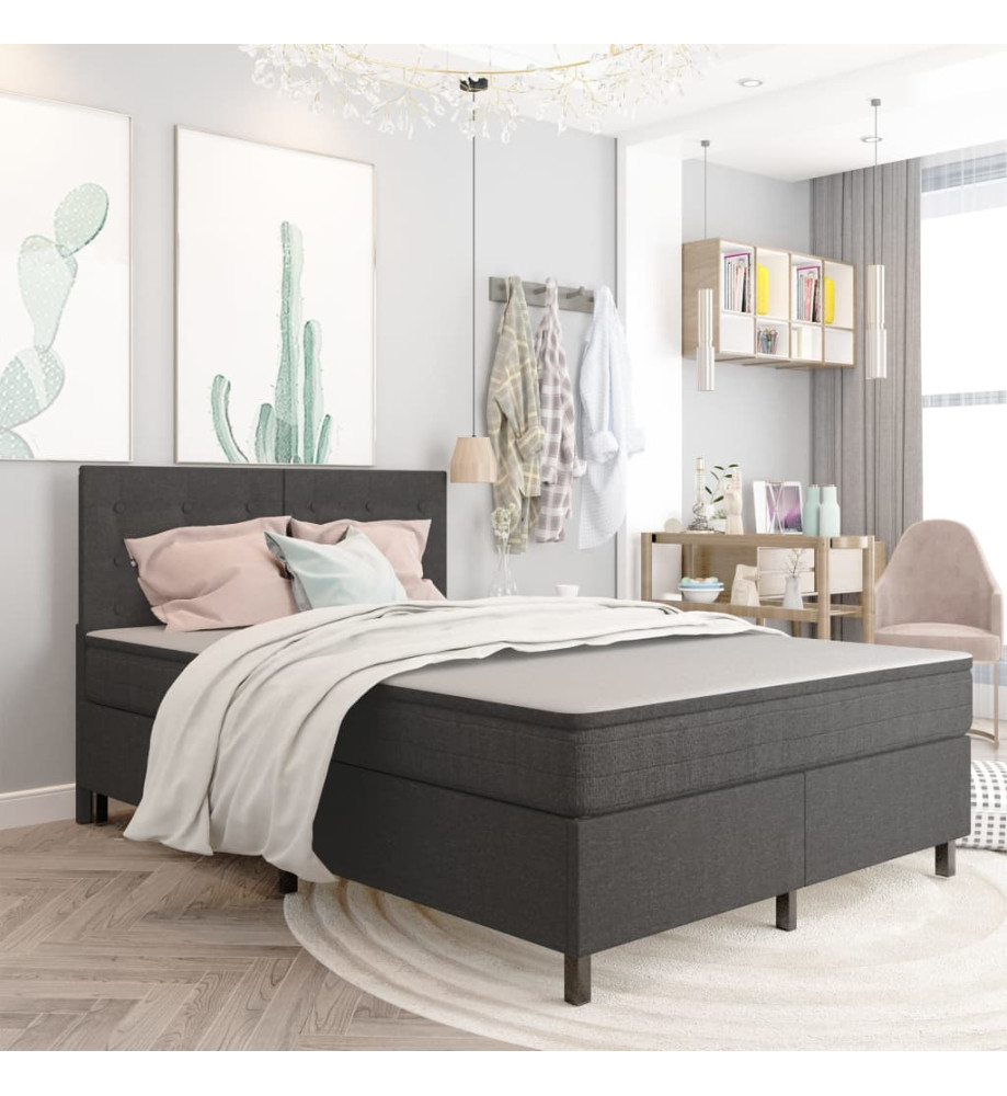 Sommier tapissier Gris foncé Tissu 140x200 cm Sommier tapissier Gris foncé Tissu 140x200 cm