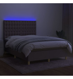 Sommier tapissier avec matelas et LED Taupe 140x200 cm Tissu