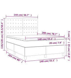 Sommier tapissier avec matelas et LED Taupe 140x200 cm Tissu